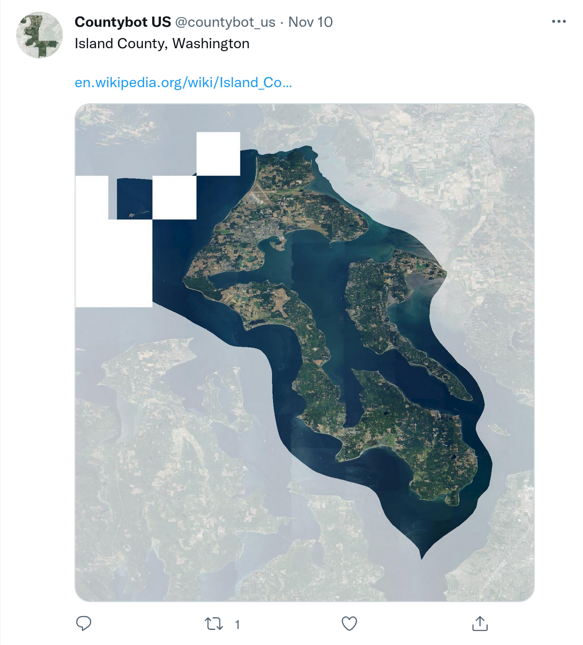 A screenshot of a tweet by countybot_us