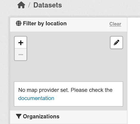 A notice in the map widget asking users to configure a map provider