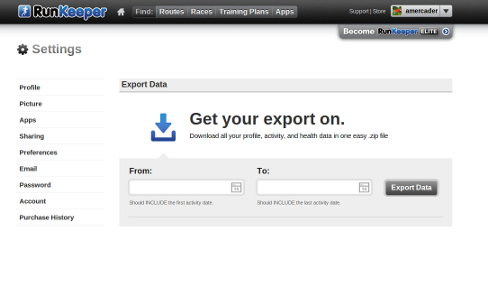 RunKeeper Export